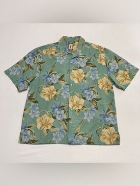Jamaica Jaxx Silk Hawaiian Casual Button Down Shirt Sz XL Tropical Floral Print